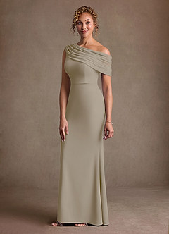 Azazie Bassi 신부의 어머니 드레스 인어 오프 더 숄더 망사 플로어 길이 드레스 image5