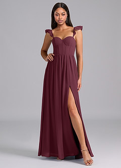 Azazie Denisse Bridesmaid Dresses Cabernet A-Line Ruched Chiffon Dress image5