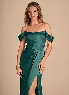 Azazie Shea Vestidos de damas de honor Vestido de Pino de Satén Metálico de Corte Sirena Convertible con Vestidos sin tirantes image6