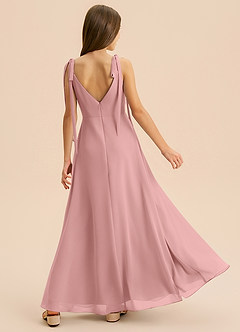 Azazie Izzy Junior Vestido de Rosa Polvorienta de Gasa de Corte en A con Plisado image2