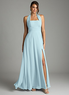 Azazie Tamira Robes de demoiselle d'honneur Robe Trapèze Convertible en Mousseline de soie Plissé Bleu Nuage image1