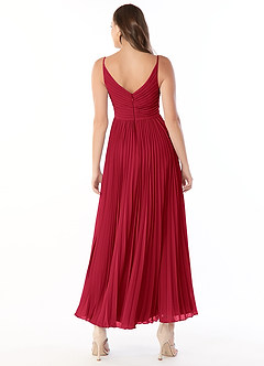 Azazie Raychelle Bridesmaid Dresses Scarlet A-Line V-Neck Chiffon Dress image2