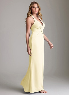Azazie Valerie Bridesmaid Dresses Lemon Sorbet Mermaid Pleated Chiffon Dress image4