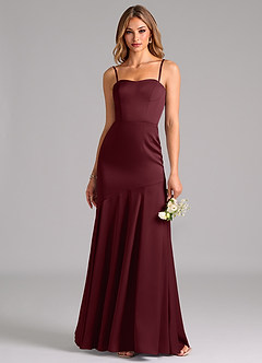 Azazie Shiloh Bridesmaid Dresses Cabernet Mermaid Strapless Stretch Satin Convertible Dress image2