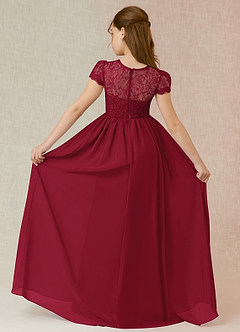 Azazie Delevingne Junior Burgundy A-Line Lace Chiffon Dress image2