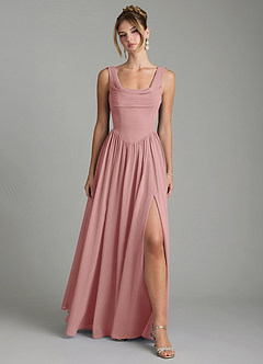 Azazie Novi Bridesmaid Dresses Dusty Rose A-Line Pleated Chiffon Dress image1