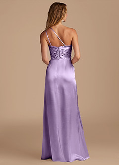 Azazie Eren Bridesmaid Dresses Lilac Sheath One Shoulder Metallic Satin Dress image5