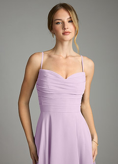 Azazie Ayla Abiti da Damigella Abito A-Line in Chiffon Scollo a Cuore Lilla Glassato image3