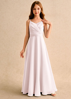 Azazie Umina Girls Formal Abiti da Ragazza di Fiori Abito A-Line in Raso Opaco Plissettato Rosa Rossore image1