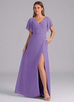 Azazie Ambrosia Bridesmaid Dresses Tahiti A-Line Pleated Chiffon Dress image3