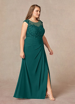 Azazie Libby Mother of the Bride Dresses Peacock A-Line Scoop Sequins Chiffon Dress image10