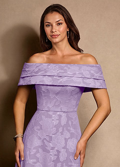 Azazie New Britain 신부의 어머니 드레스 A라인 주름진 플로럴 번아웃 플로어 길이 드레스 image5