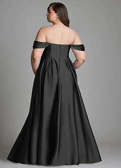 Azazie Loisa Brudtärnklänningar Klänning av A-linje i Stretch Satin Off the shoulder Svart image9