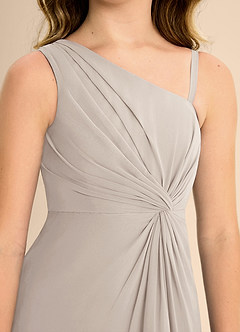 Azazie Brooke Junior Abito A-Line in Chiffon Spacco Laterale Gelo image7