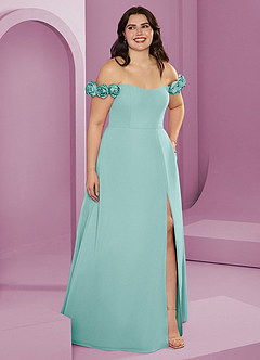 Barbie ♥ Azazie Brautjungfernkleider Wandelbar A-Linie Schulterfrei Chiffon Kleid Aqua image11