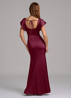 Azazie Elkie Brautjungfernkleider Meerjungfrau-Linie Rechteckiger Ausschnitt Stretch-Satin Kleid Maulbeerrot image2