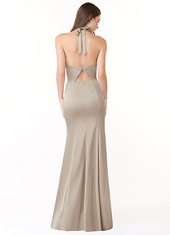 Azazie Emeria Bridesmaid Dresses Frost Mermaid Pleated Stretch Satin Dress image3