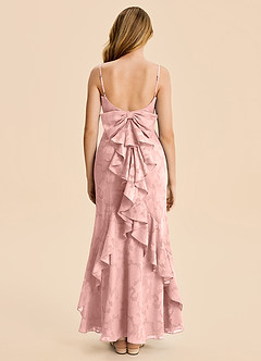 Azazie Lioren Junior Vestido Rosa Empolvado de Devorado Floral de Corte Sirena con Drapeado image6