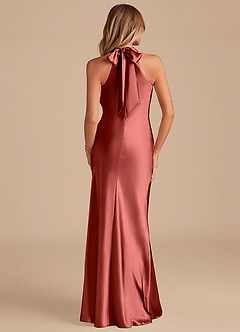 Azazie Doretta Bridesmaid Dresses Terracotta Mermaid Bow Metallic Satin Dress image6