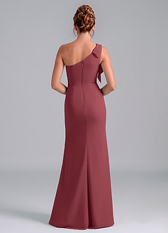 Azazie Rinna Bridesmaid Dresses Merlot Mermaid One Shoulder Chiffon Dress image2