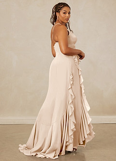 Christian Siriano Bridal for Azazie 1006 Bridesmaid Dresses White Alabaster Mermaid Ruched Chiffon Dress image9