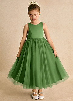 Azazie Solia Robe Demoiselle D'honneur Fillette Robe Princesse en Tulle Arc Basilic image6