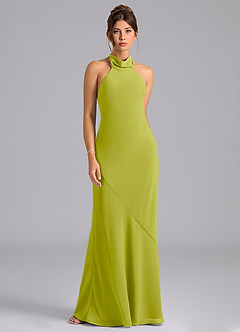 Azazie Velli Bridesmaid Dresses Lemongrass Mermaid High Neck Chiffon Dress image6