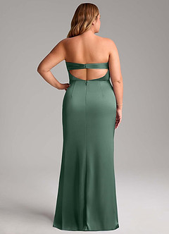 Azazie Leonis Bridesmaid Dresses Eucalyptus Mermaid Pleated Stretch Satin Convertible Dress image9