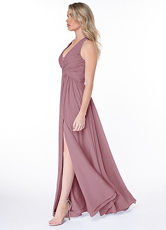 Azazie Jaclyn Bridesmaid Dresses Vintage Mauve A-Line Pleated Chiffon Dress image3