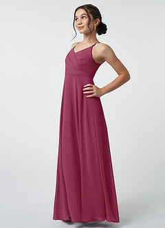 Azazie Avelina Junior Mulberry A-Line Pleated Chiffon Dress image4