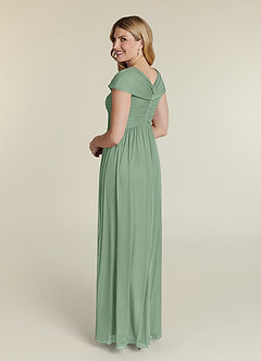 Azazie Marlena Venta Final Vestido de Cabernet de Malla de Corte En A con Plisado image3