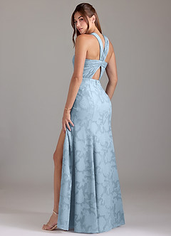Azazie Rue Bridesmaid Dresses Sky Blue A-Line Pleated Floral Burnout Dress image2