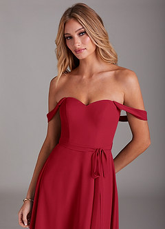 Azazie Aaron Final Sale Scarlet A-Line Off the Shoulder Chiffon Convertible Dress image7