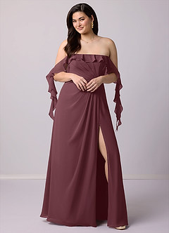 Barbie ♥ Azazie Bridesmaid Dresses Sangria A-Line Off the Shoulder Chiffon Convertible Dress image10
