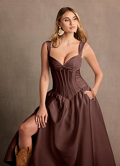 Arwen Truffle Dropped Waist Midi Dress image8