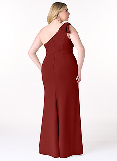 Azazie Rinna Brautjungfernkleider Meerjungfrau-Linie One-Shoulder Stretch-Krepp Kleid Terrakotta image6