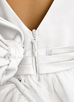 Azazie Lior Flower Girl Dresses White Ball-Gown Pleated Tulle Dress image9