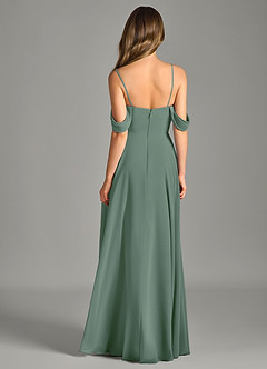 Azazie Chelsey Abiti da Damigella Abito Convertibile A-Line in Chiffon a Spalla Scoperta Eucalipto image7