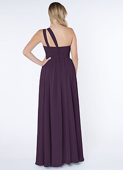 Azazie Molly Final Sale Plum A-Line One Shoulder Chiffon Dress image2