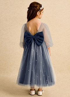 Azazie Trudy Flower Girl Dresses Dark Navy Ball-Gown Sweetheart Neckline Tulle Dress image2