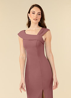Azazie Ellen Mother of the Bride Dresses Desert Rose Sheath Side Slit Stretch Crepe Dress image10