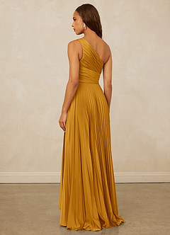 Christian Siriano Bridal for Azazie 1008 Bridesmaid Dresses Butterscotch A-Line One Shoulder Stretch Satin Dress image2