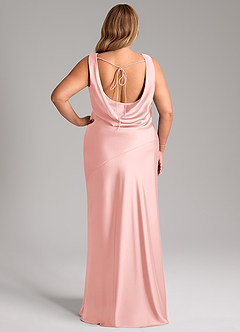Azazie Rylina Bridesmaid Dresses Powder Pink Mermaid Stretch Satin Dress image8