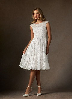 Azazie Ginnie Abiti da Sposa Abito A-Line in Pizzo Bianco Diamante image4