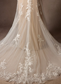 Azazie Sheila Vestidos de novia Vestido de Blanco Diamante Nude de Tul de Corte Sirena con Lentejuela image9