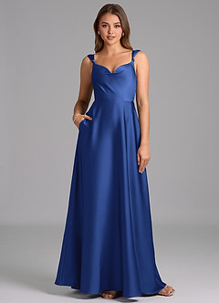Azazie Beatrice Bridesmaid Dresses Royal Blue A-Line Sweetheart Neckline Stretch Satin Dress image1