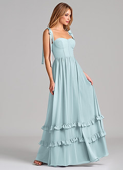 Azazie Anastacia 신부 들러리 드레스 A라인 스윗하트 네크라인 쉬폰 바닥 길이 드레스 image3