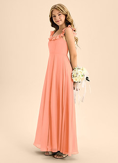 Azazie Callie Junior A-Linie Gestreift Chiffon Kleid Sonnenuntergang image7