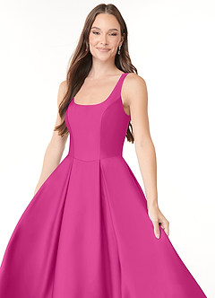 Azazie Neve Brudtärnklänningar Klänning av Balklänning i Stretch Satin med fickor Fuchsia image5