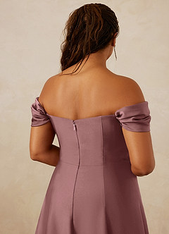 Christian Siriano Bridal for Azazie 1002 Bridesmaid Dresses Vintage Mauve A-Line Off the Shoulder Stretch Satin Convertible Dress image14